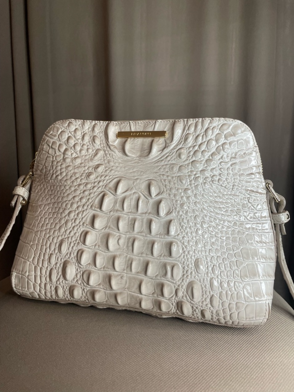 Brahmin White Croc Embossed Crossbody/Clutch | Elle | Sleek Minimal Bag